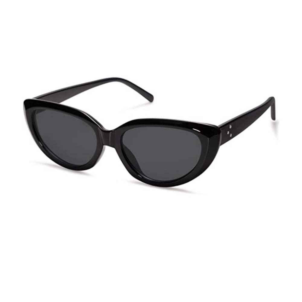 New Black Cat Eye Sunglasses Retro 90s Nude Trendy Chunky UV400 Shades - Picture 1 of 5